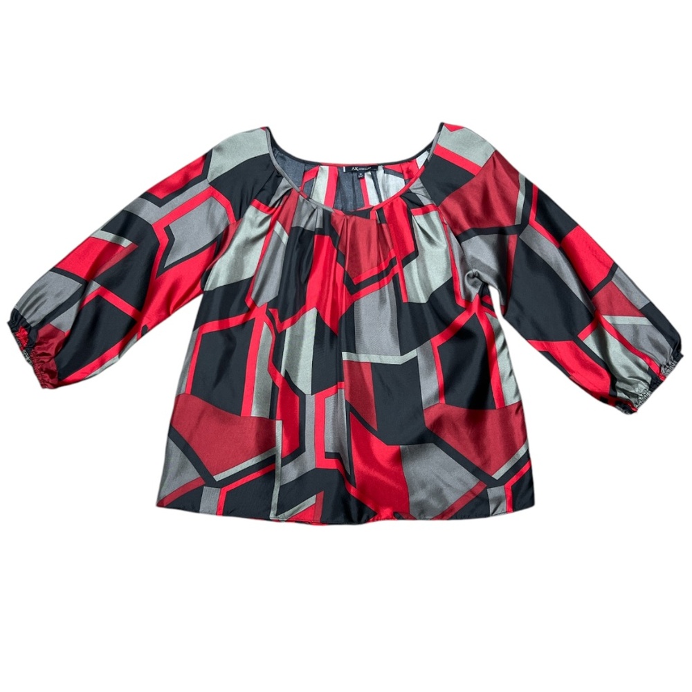 AK Anne Klein colored block bohemian blouse